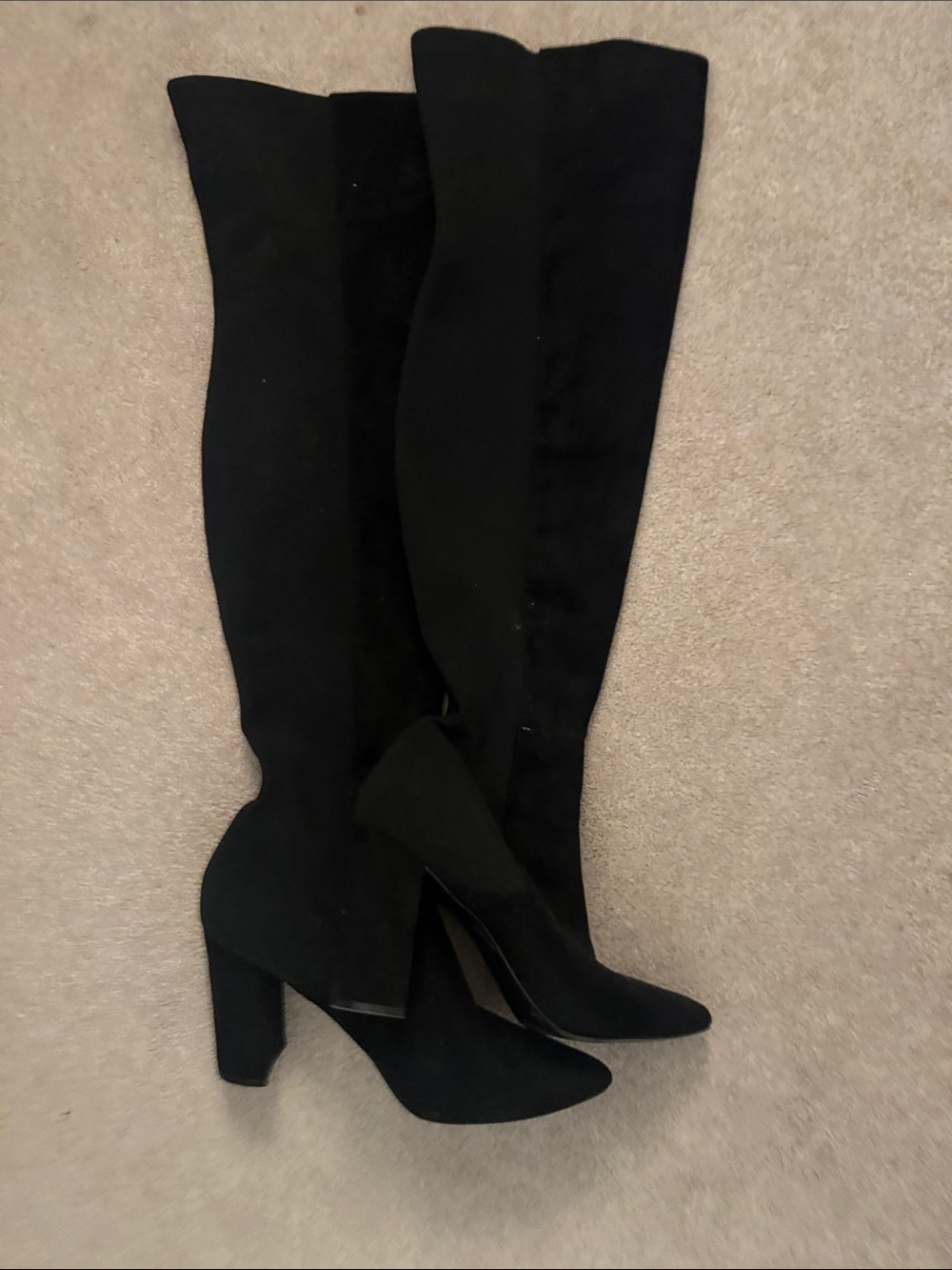 Steve Madden Everly Suede Over-the-Knee Block Heel Boots in Black